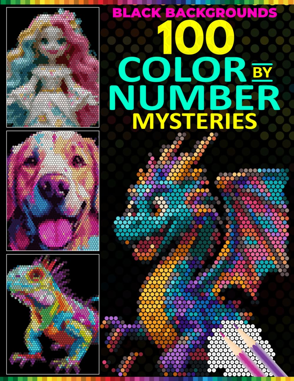 capítulo por capítulo baixar 100 Color by Number Mysteries: Cute Animals & Fantasy Creatures on Black Background Mystery Mosaic Coloring Book for Adults and Teens