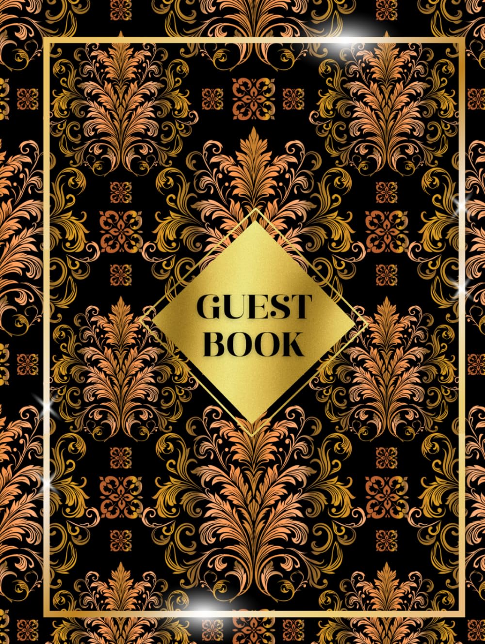 capítulo por capítulo baixar Black and Gold Damask Guest Book, Luxury, Perfect for Weddings, Birthdays, Holidays, Parties, Funerals, Parties, Remembrances, Open Houses, 8.25x11... for 5 guests, can record more than 480 guests