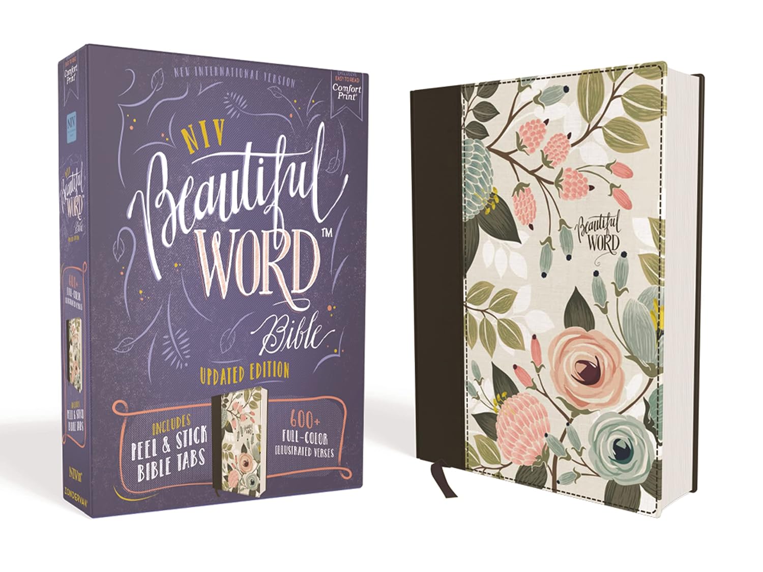 Niv, Beautiful Word Bible, Updated Edition, Peel/Stick Bible Tabs, Cloth Over Board, Multi-Color Floral, Red Letter, Comfort Print: 600+ Full-Color Illustrated Verses baixar o livro de graça