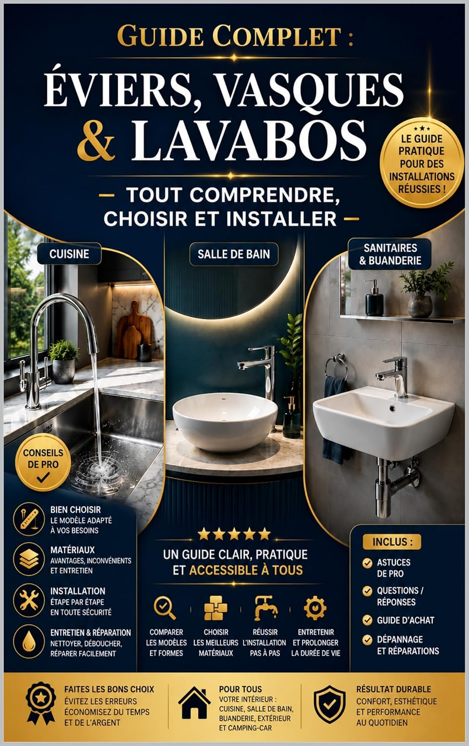 Éviers, Vasques & Lavabos: Tout Comprendre, Choisir et Installer: Guide complet pour comparer les modèles, choisir les matériaux, réussir la pose et entretenir son installation (French Edition) baixar o livro de graça