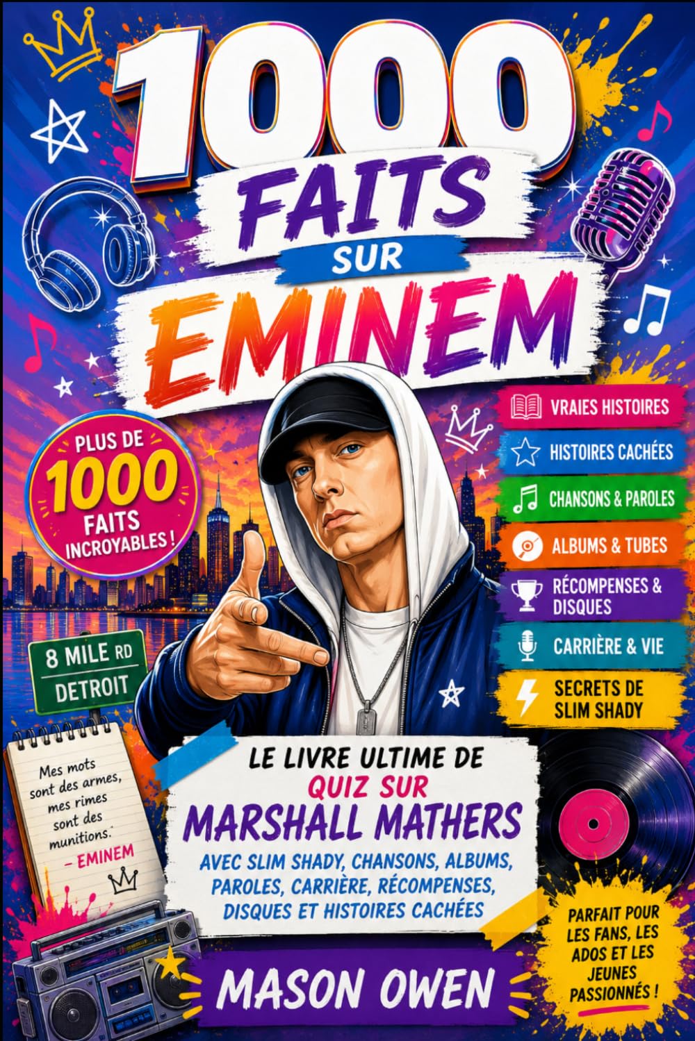 ler totalmente 1000 faits sur Eminem: Le livre ultime de quiz sur Marshall Mathers avec Slim Shady, chansons, albums, paroles, carrière, récompenses, disques et histoires cachées (French Edition)