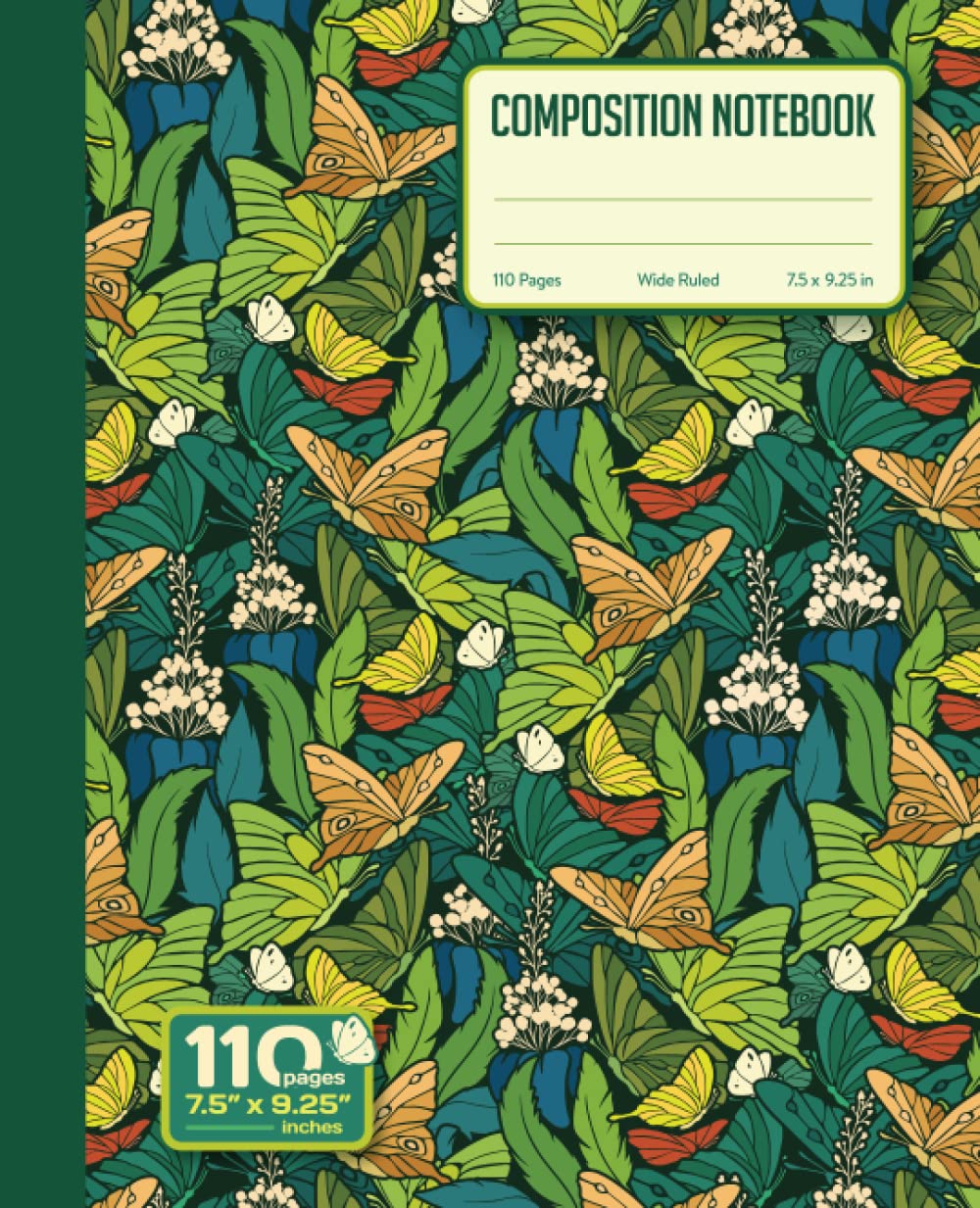 Composition Notebook – Wide Ruled - To make writing easier for Kids: Vintage flowers, butterflies, and feathers Green Theme | 110 pages,7.5x9.25 Inches | Eye-Catching Notebook Gift Idea for all ages. baixar livro de graça