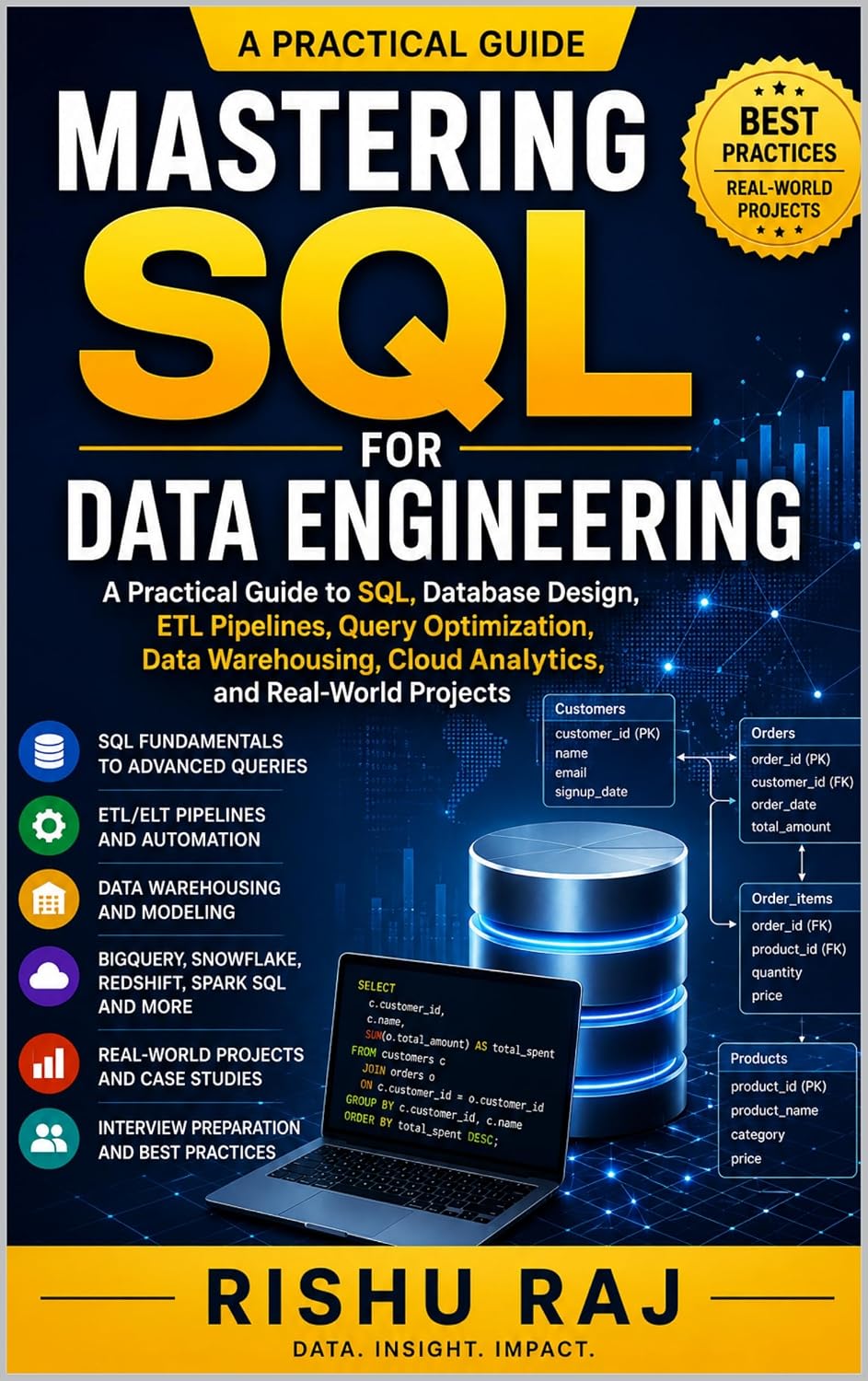 Mastering SQL for Data Engineering: A Practical Guide to SQL, Database Design, ETL Pipelines, Query Optimization, Data Warehousing, Cloud Analytics, and Real-World Projects (English Edition) baixar livro de graça
