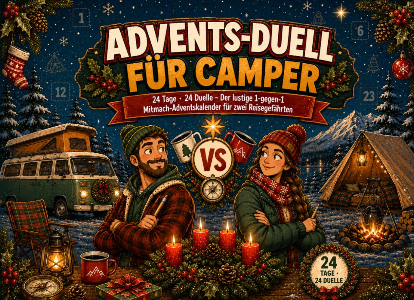 capítulo por capítulo baixar Advents-Duell für Camper: 24 Tage · 24 Duelle für zwei Reisegefährten | Der lustige 1-gegen-1 Mitmach-Adventskalender mit kreativen Spielen &... zu Weihnachten (German Edition)