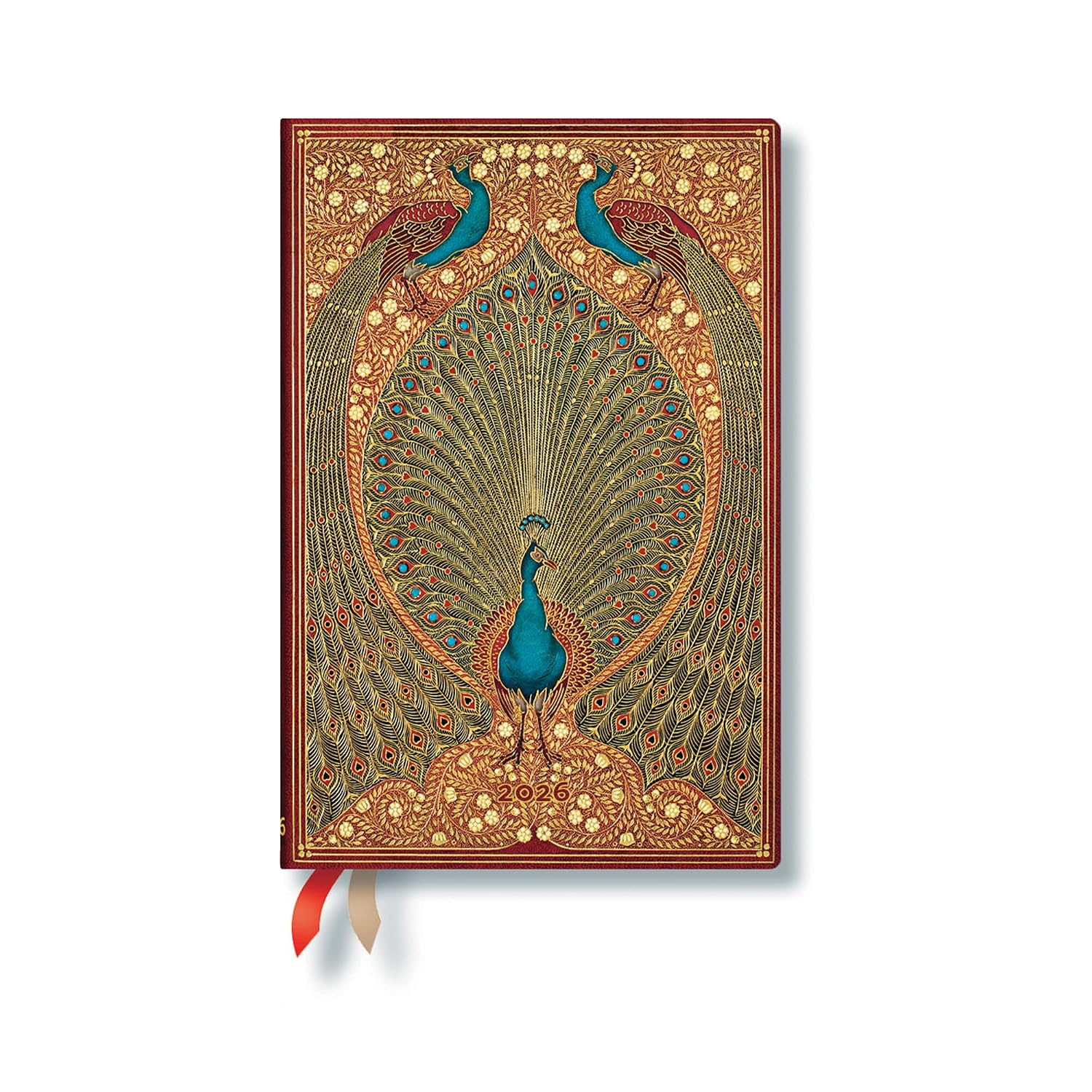 ler totalmente Paperblanks | 2026 Hafiz's Peacocks | Sangorski & Sutcliffe | 12-Month Planner | Mini | Day-at-a-Time | Elastic Band | 416 Pg | 80 GSM