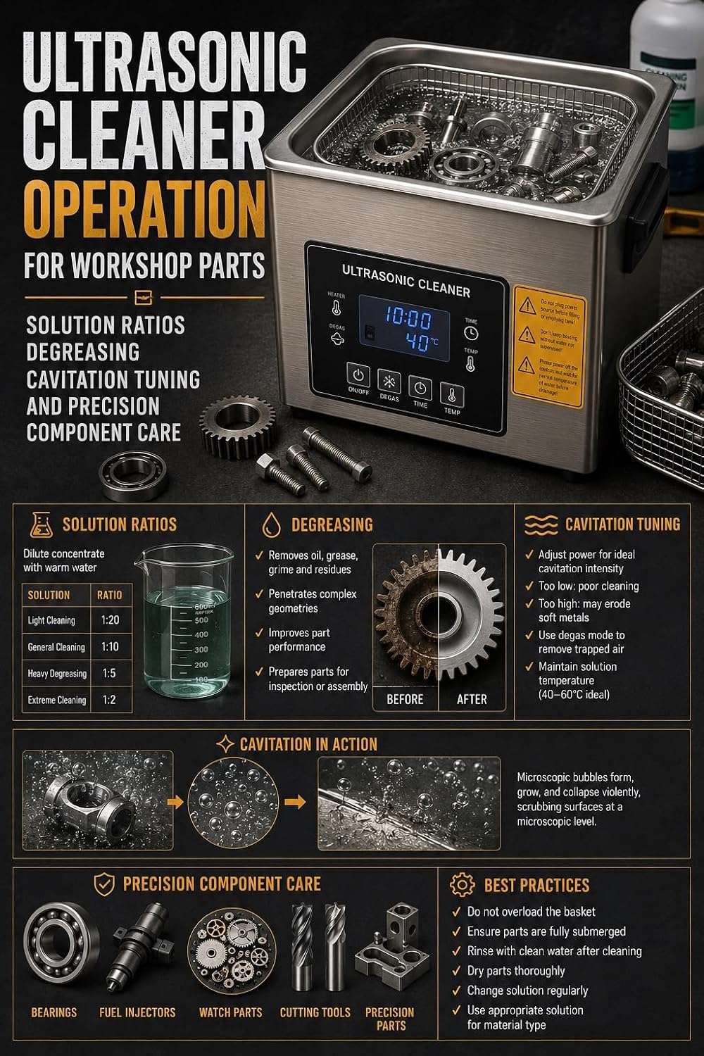 ler totalmente Ultrasonic Cleaner Operation for Workshop Parts: Solution Ratios Degreasing Cavitation Tuning and Precision Component Care (English Edition)