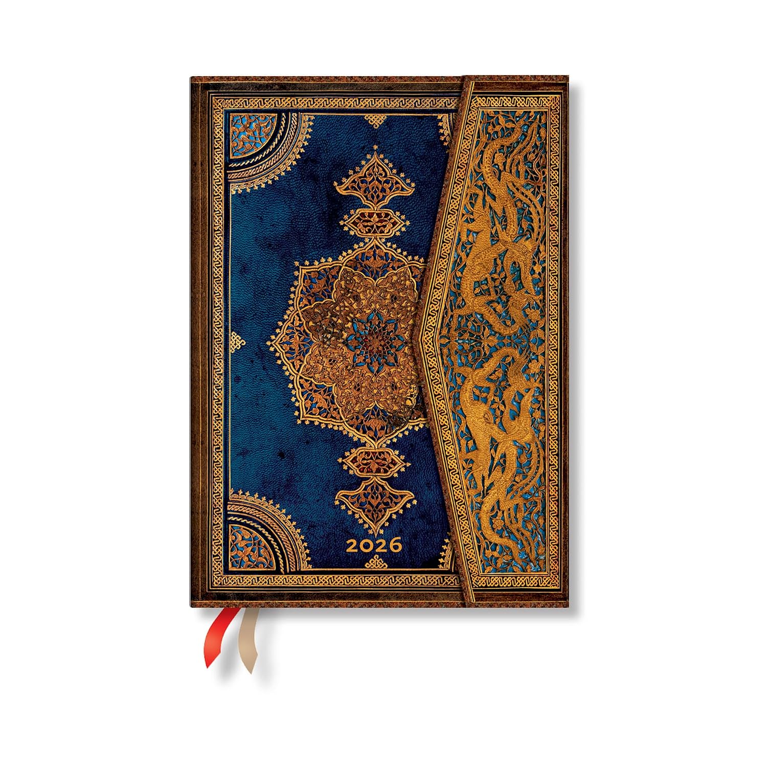 ler totalmente Paperblanks | 2026 Safavid Indigo | Safavid Binding Art | 12-Month Planner | Midi | Vertical | Wrap | 160 Pg | 100 GSM