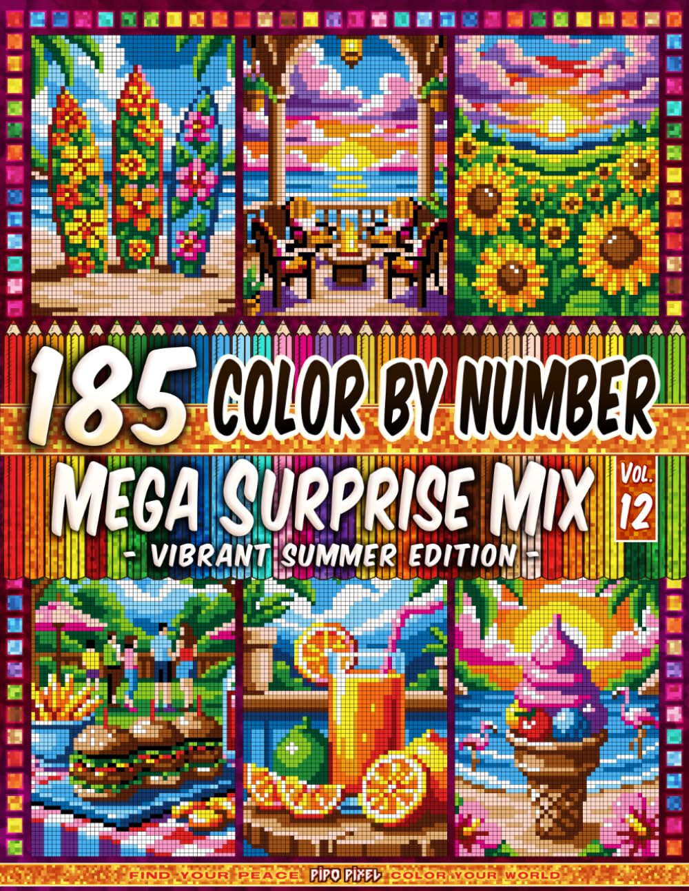 capítulo por capítulo baixar 185 Color by Number Coloring Book - Mega Surprise Mix - Vol. 12: 185 Pixel Art Designs - Inspired by 20 Vibrant Summer Edition Volumes