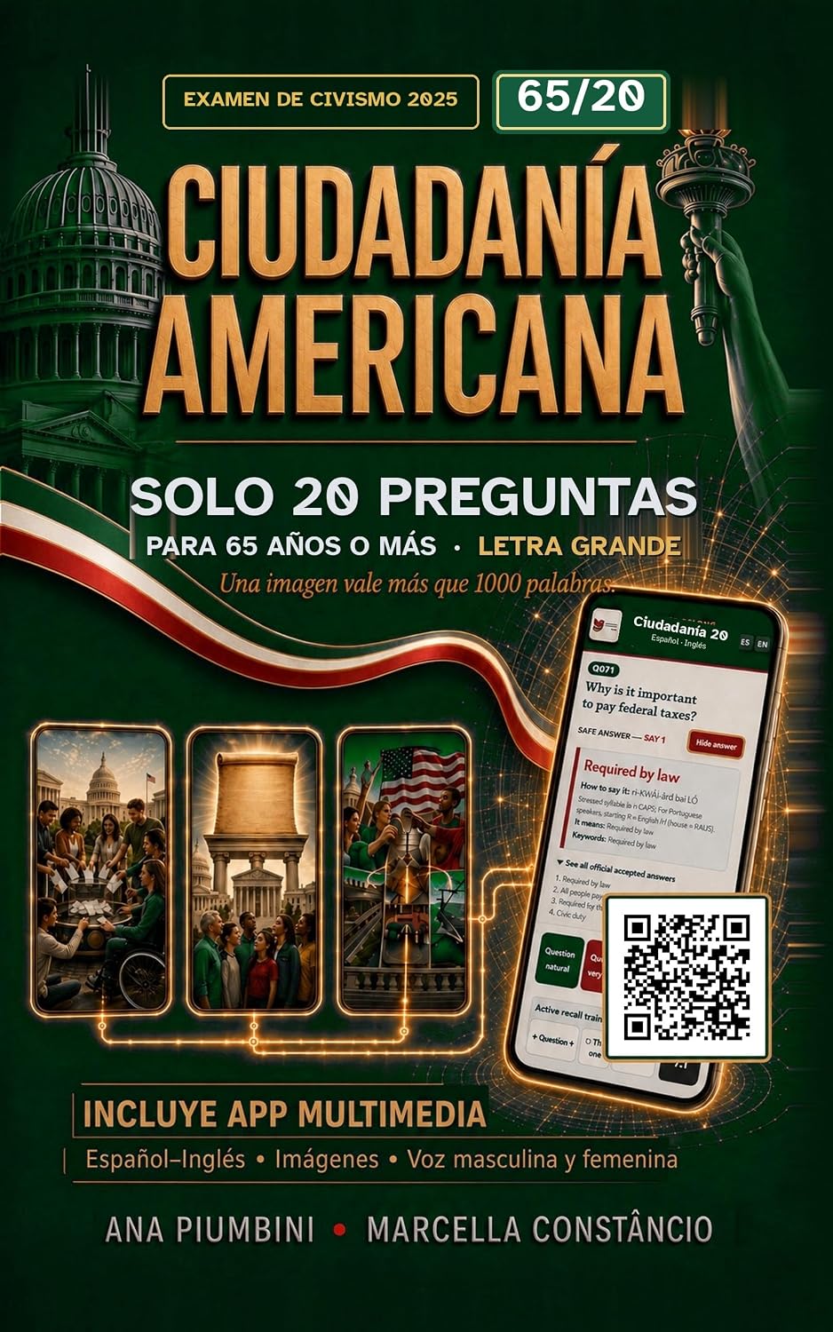 ler totalmente Ciudadanía Americana: Solo 20 Preguntas: Regla 65/20 · Examen de Civismo 2025 · Letra Grande para Mayores de 65 Años · Una Imagen por Pregunta y Pronunciación en Español (Spanish Edition)