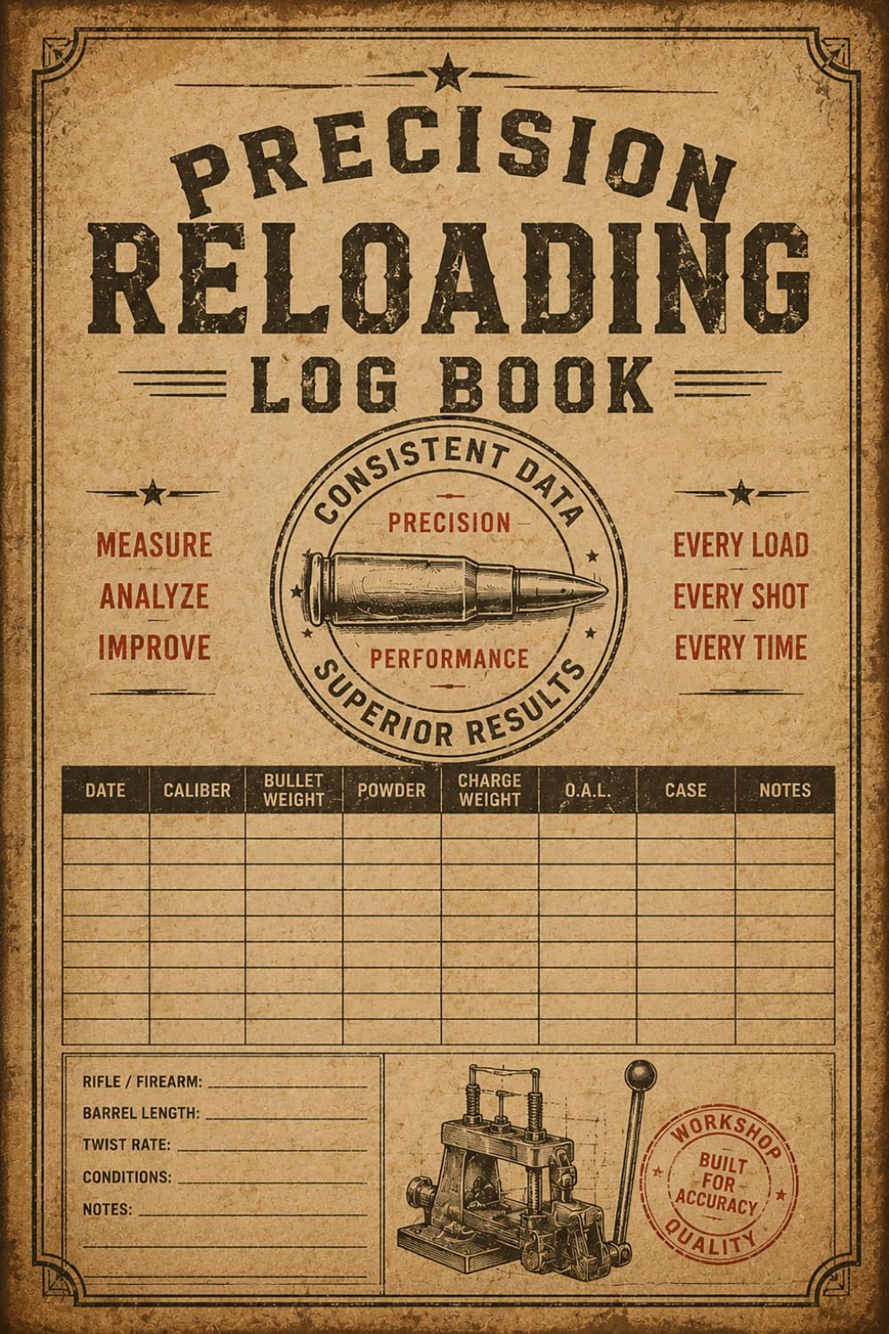Precision Reloading Log Book: Ammunition Component Tracker for Bullet Weight, Powder Charge, Velocity Records and Accuracy Analysis baixar o livro de graça