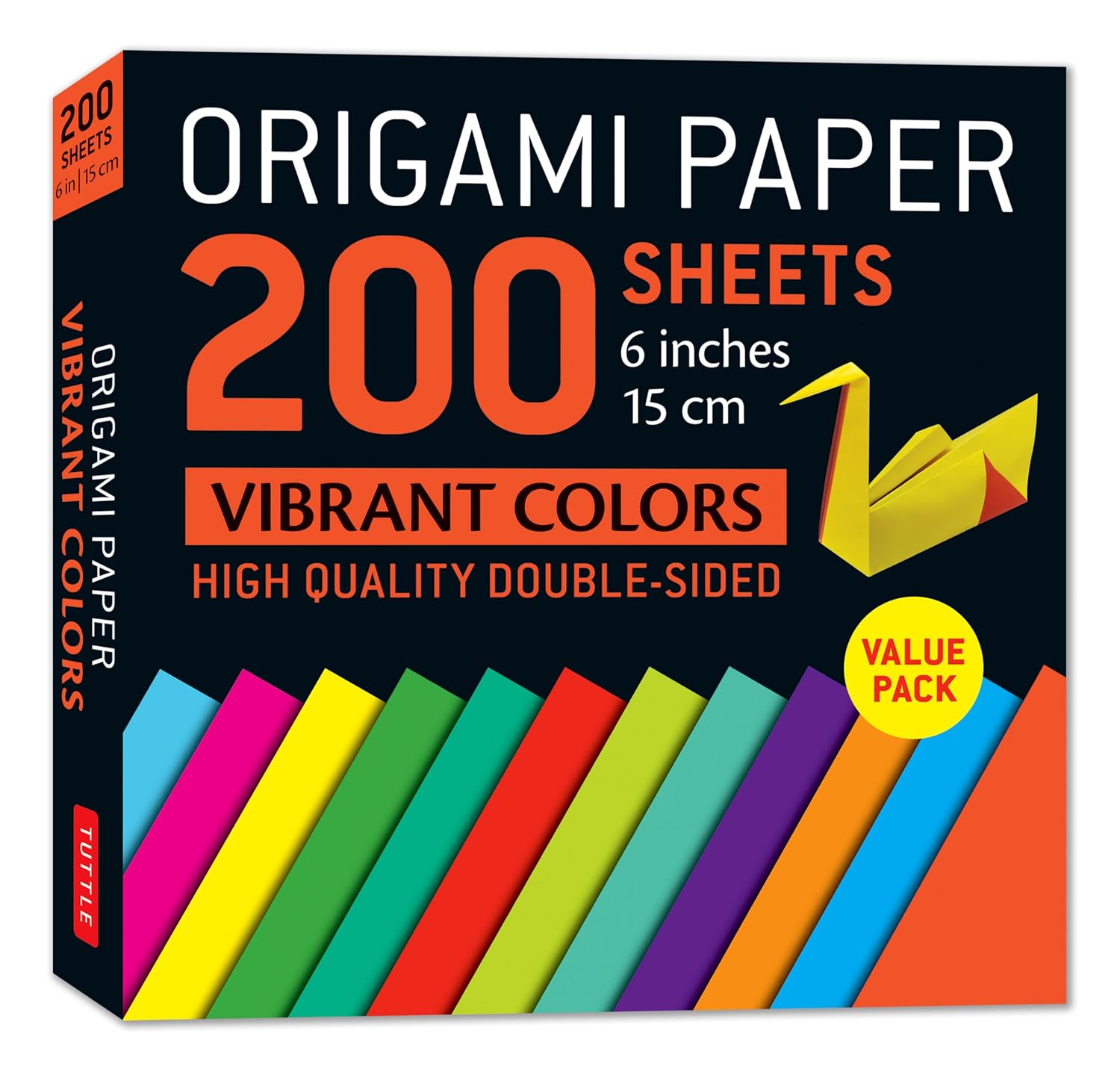 Origami Paper 200 Sheets Vibrant Colors 6 (15 CM): Double-Sided Origami Sheets Printed with 12 Different Patterns (Instructions for 5 Projects Included)