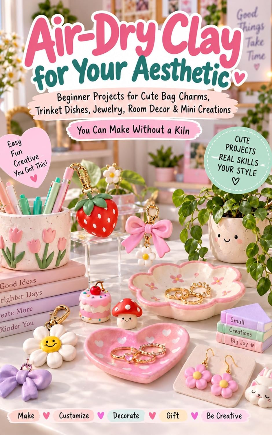 ler totalmente Air-Dry Clay for Your Aesthetic: Beginner Projects for Cute Bag Charms, Trinket Dishes, Jewelry, Room Decor & Mini Creations You Can Make Without a Kiln (English Edition)