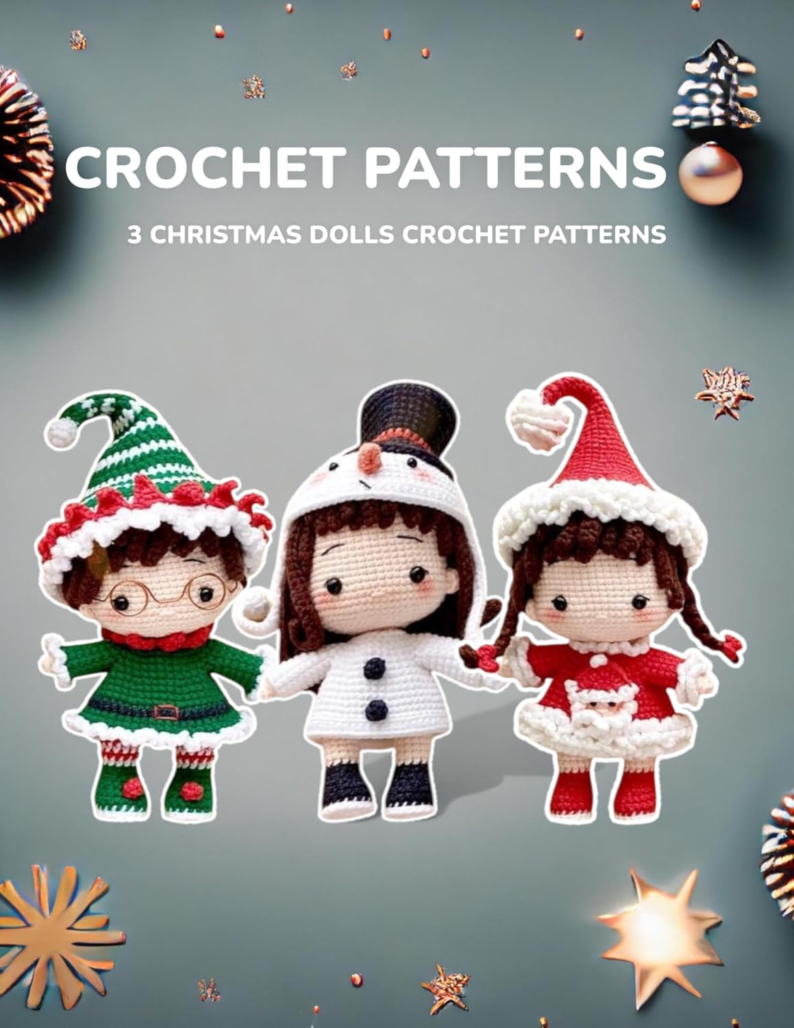 Crochet Patterns 3 Christmas Dolls Crochet Patterns: Amigurumi Patterns with Details Instruction 8.5x11in Cream White Paper (English Edition) baixar livro de graça