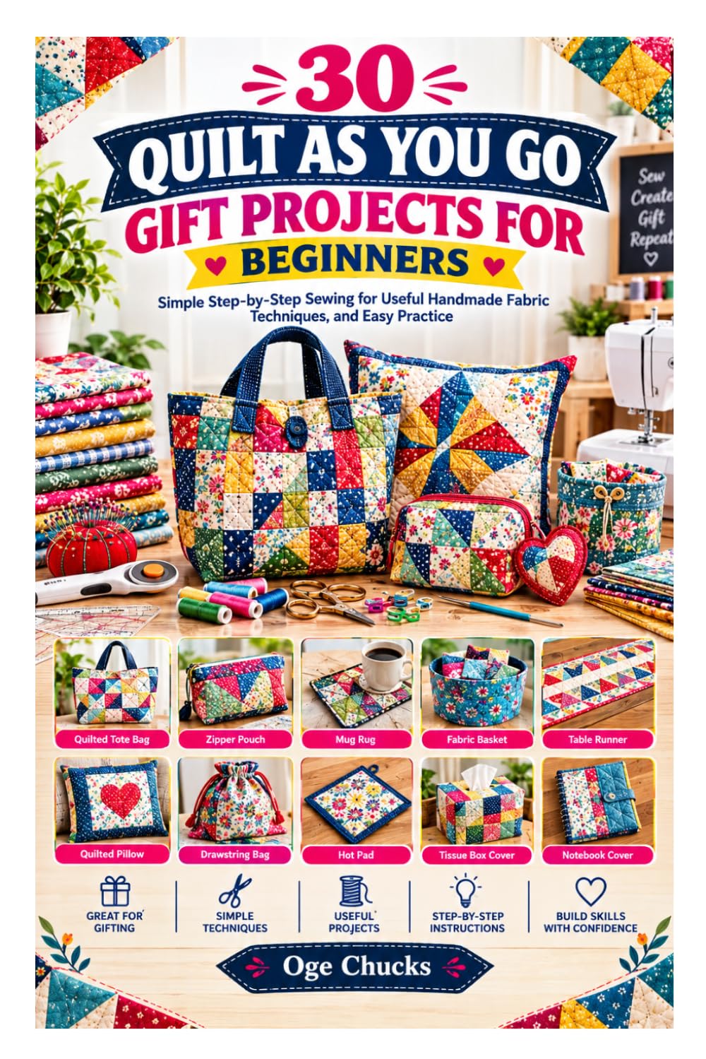 30 Quilt as You Go Gift Projects for Beginners: Simple Step-by-Step Sewing for Useful Handmade Fabric Techniques, and Easy Practice baixar livro de graça