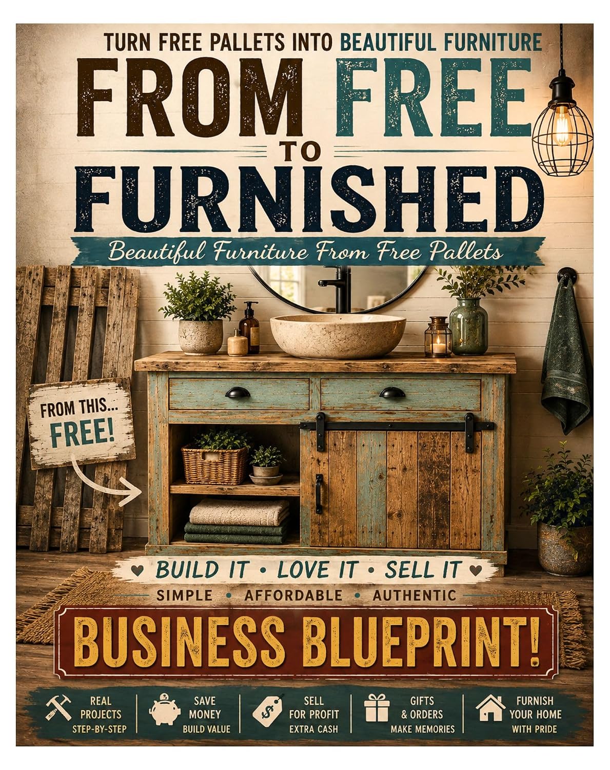 FROM FREE TO FURNISHED: Beautiful Furniture From Free Pallets (English Edition) baixar o livro de graça