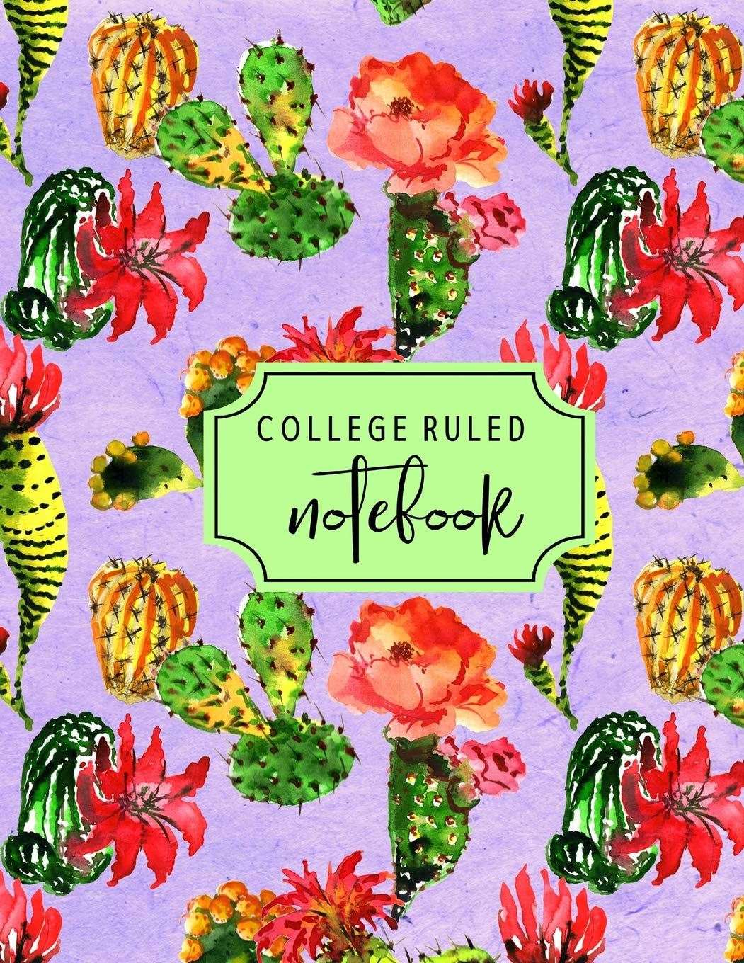 ler totalmente College Ruled Notebook: Lavender Flowering Cactus Cover