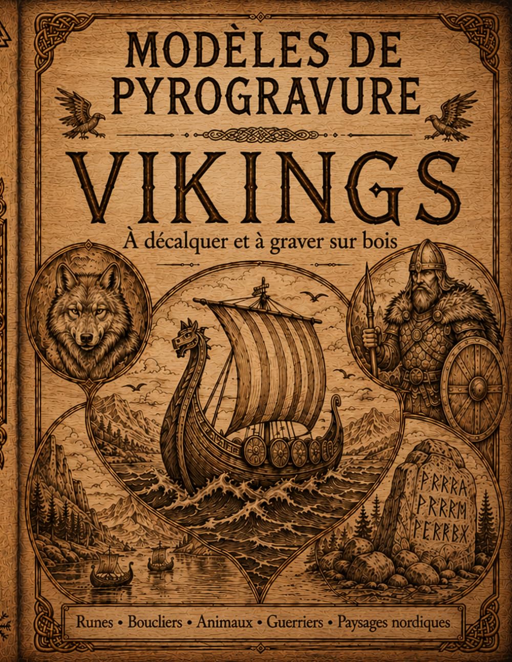 Modèles de Pyrogravure Vikings: Motifs nordiques à décalquer pour la pyrogravure sur bois avec runes, boucliers, animaux, guerriers, navires et paysages (French Edition) baixar o livro de graça
