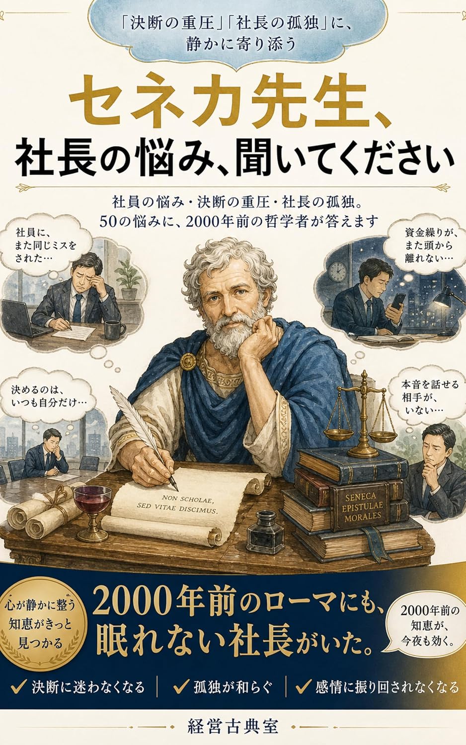 ler totalmente Seneca sensei shacho no nayami kiite kudasai: Shain no nayami ketsudan no juatsu shacho no kodoku 50 no nayami ni 2000nen mae no tetsugakusha ga kotaemasu Keiei Kotenshitsu (Japanese Edition)