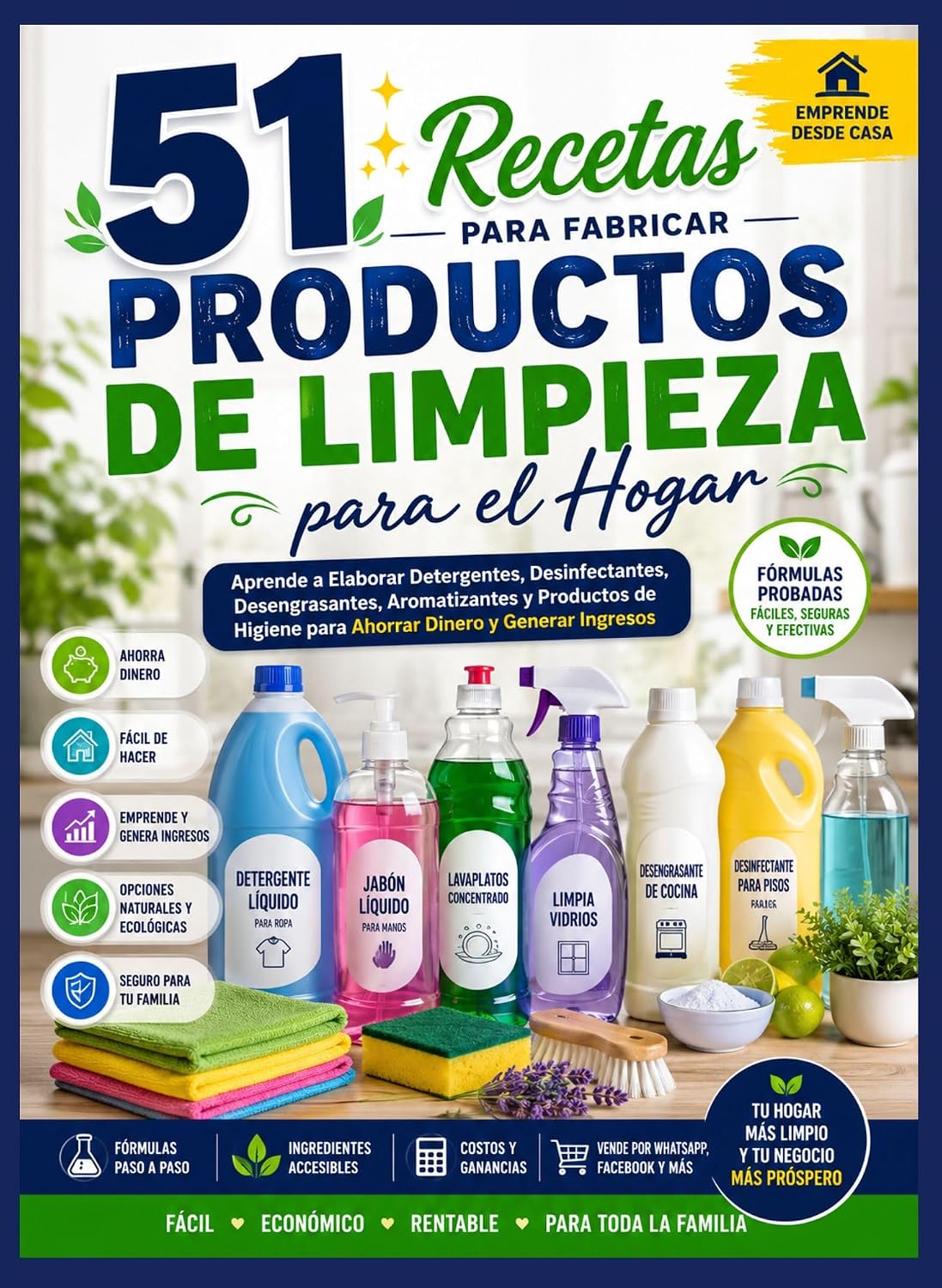 51 RECETAS PARA FABRICAR PRODUCTOS DE LIMPIEZA PARA EL HOGAR: Aprende a Elaborar Detergentes, Desinfectantes, Desengrasantes, Aromatizantes y Productos de Higiene (Spanish Edition) baixar livro de graça