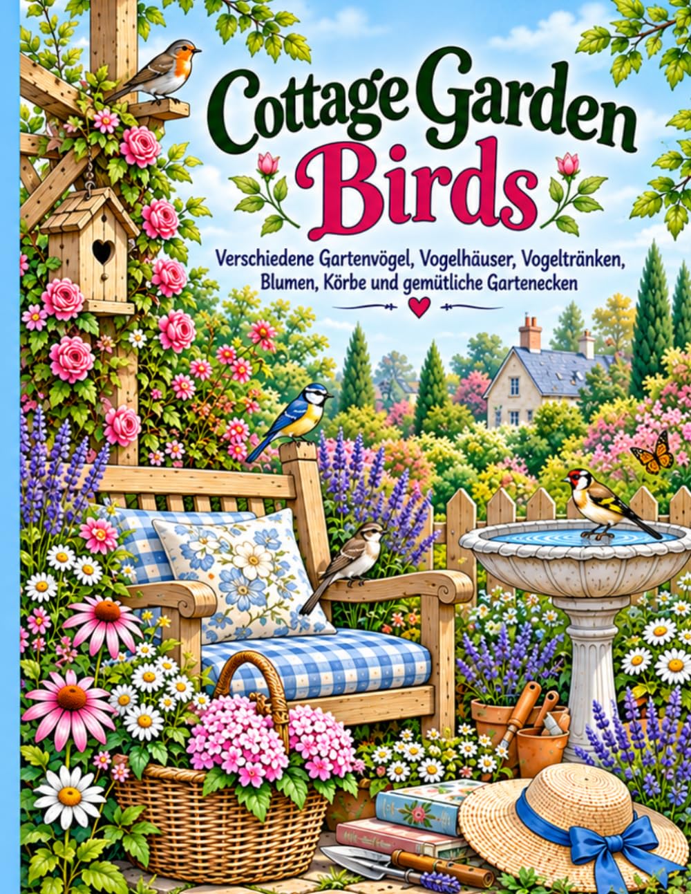 Cottage Garden Birds: 50 gemütliche Gartenvogel-Motive zum Ausmalen – Entspannendes Ausmalbuch für Erwachsene (German Edition) baixar o livro de graça