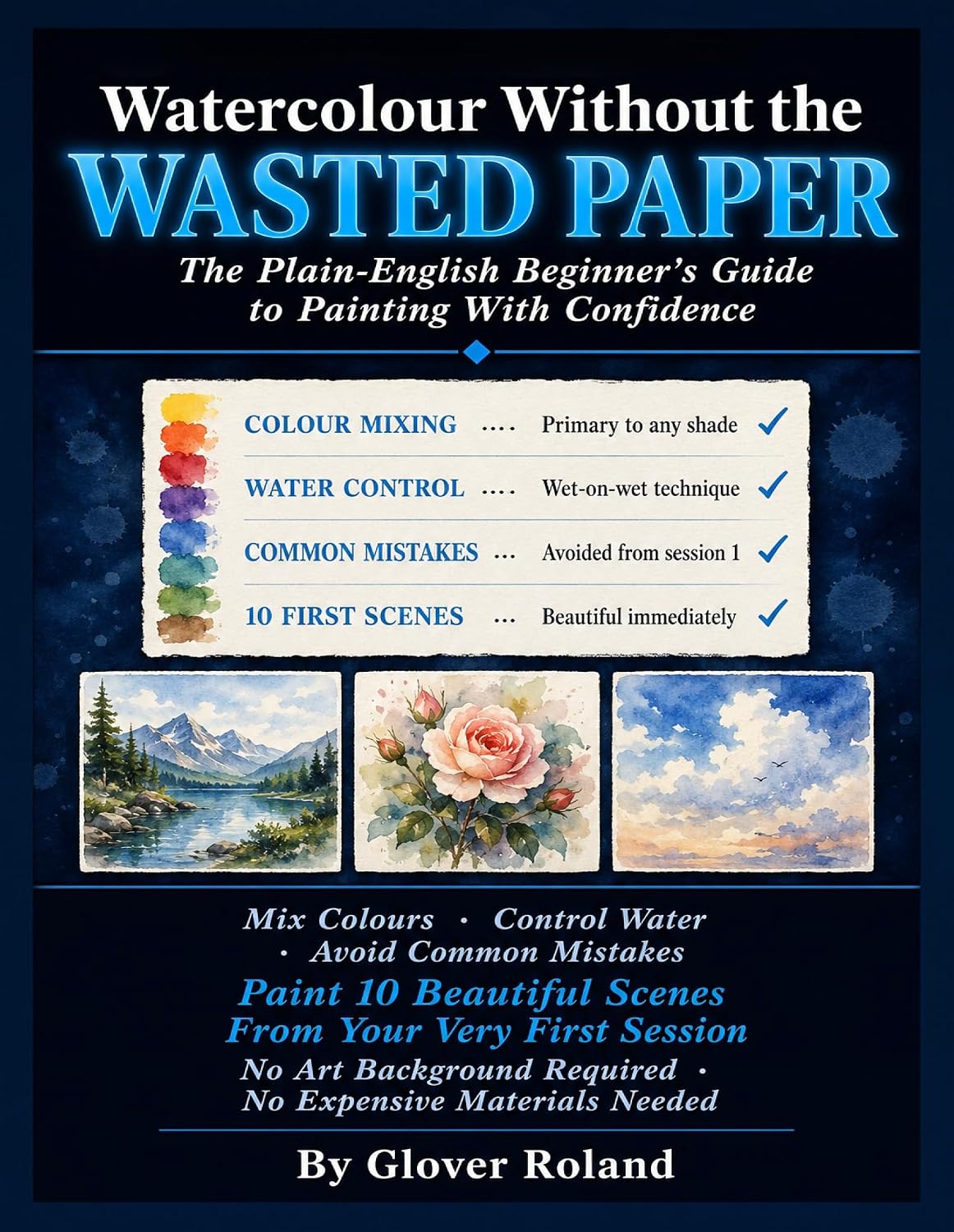 ler totalmente Watercolour Without the Wasted Paper.: The Plain-English Beginner's Guide to Painting With Confidence. How to Mix Colours, Control Water, Avoid the Most... Paint 10 Beautiful Scene. (English Edition)