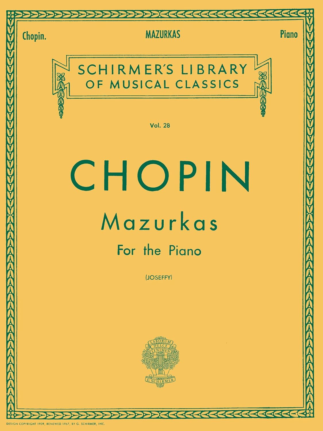 Mazurkas: Schirmer Library of Classics Volume 28 Piano Solo