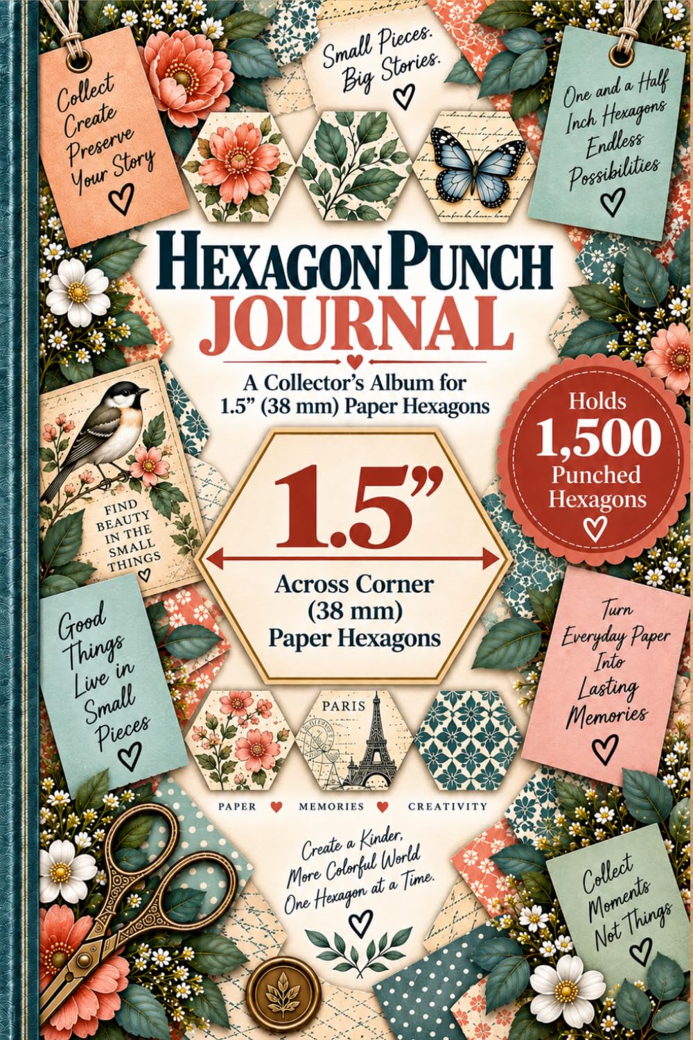 Hexagon Punch Journal for 1.5" Hexagons (3.8 cm / 38 mm) - Measured Across Corners: A Collector's Album That Holds 1,500 Punched Hexagons | 6 x 9 Inch Size | Cream/Ivory Colored Paper baixar livro de graça