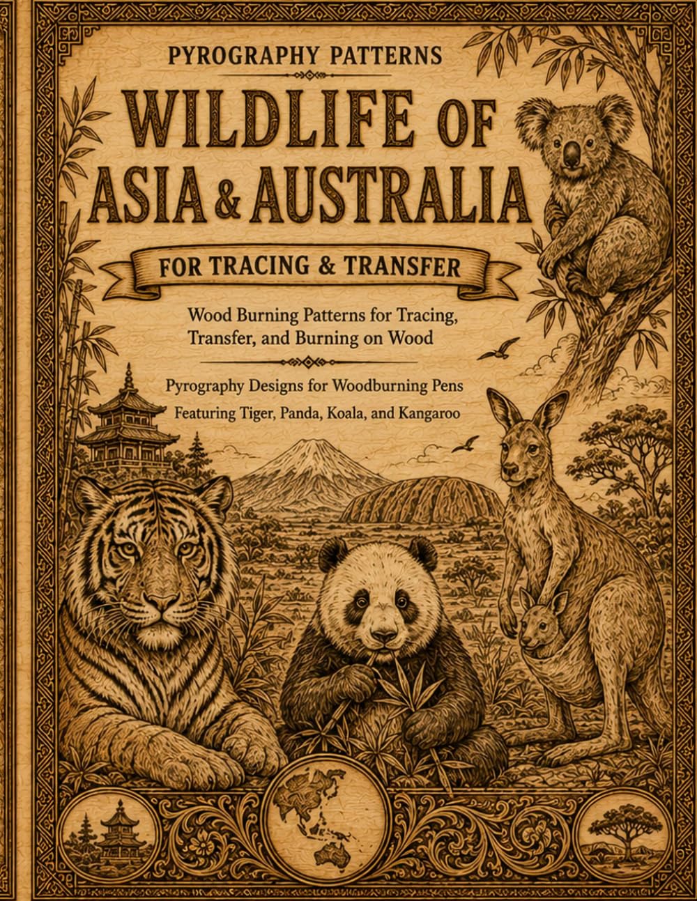 Pyrography Patterns Wildlife of Asia & Australia: Wood Burning Patterns with Asian & Australian Animals for Tracing and Transfer | Tigers, Pandas, Koalas, Kangaroos, Birds, Reptiles & More baixar livro de graça