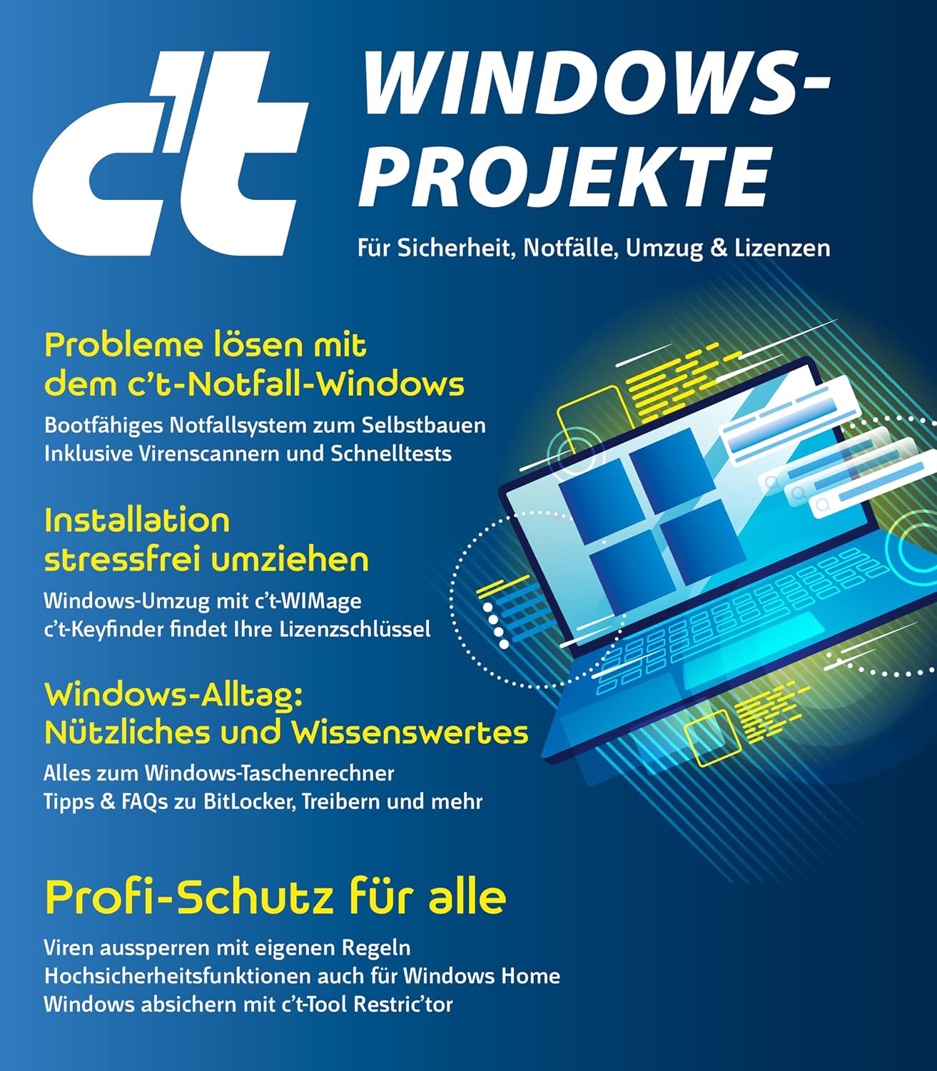 c't Windows-Projekte: Für Sicherheit, Notfälle, Umzug & Lizenzen (German Edition) baixar livro de graça