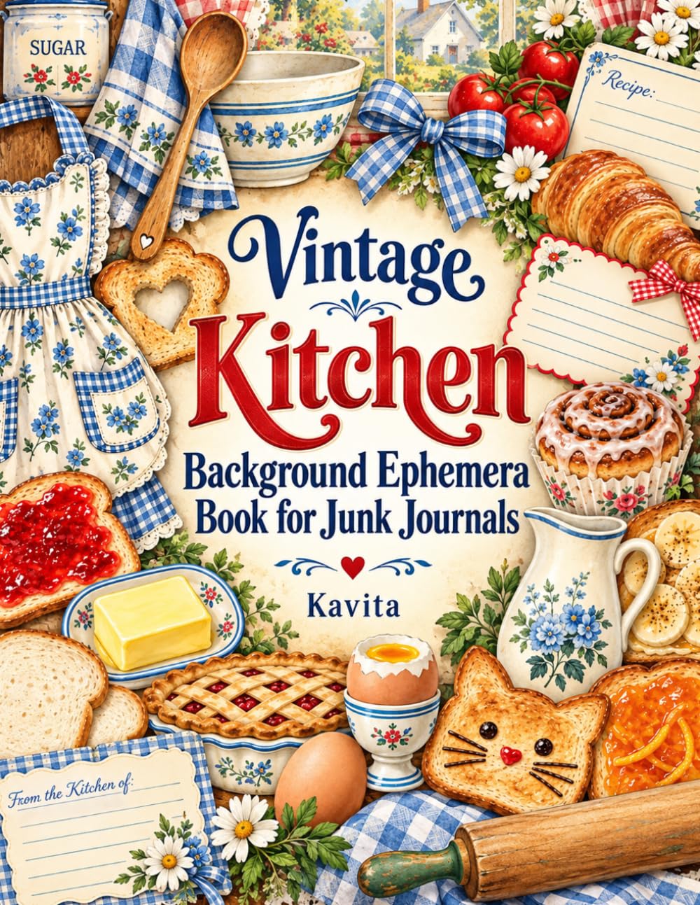 Vintage Kitchen Background Ephemera Book for Junk Journals: Recipe Layouts, Pantry Scenes and Farmhouse Pages for Scrapbooking and Collage baixar o livro de graça