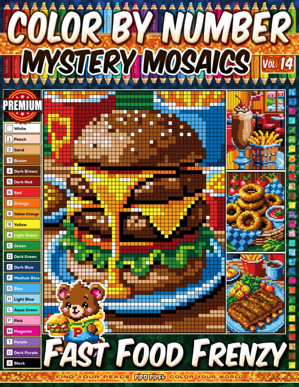 capítulo por capítulo baixar Color by Number - Fast Food Frenzy - Mystery Mosaic Coloring Book - Vol. 14: 20 Designs in Pixel Art - Delicious Pixel Food Scenes For Relaxing Fun (Premium Print - Color by Number)