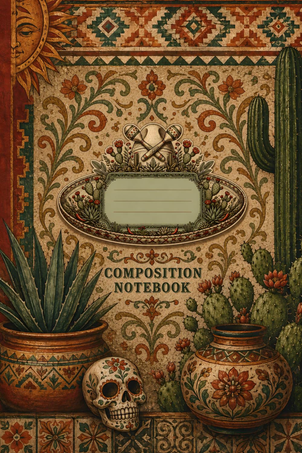 ler totalmente Composition Notebook: Wide Ruled - 120 pages - Mexican Talavera Style Desert Skull Pattern Ornament - - A Traditional Artwork Journal from the... Repeat" Collection - 6x9 inches - Matte