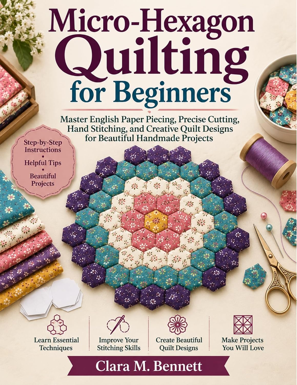 ler totalmente Micro-Hexagon Quilting for Beginners: Master English Paper Piecing, Precise Cutting, Hand Stitching, and Creative Quilt Designs for Beautiful Handmade Projects (English Edition)