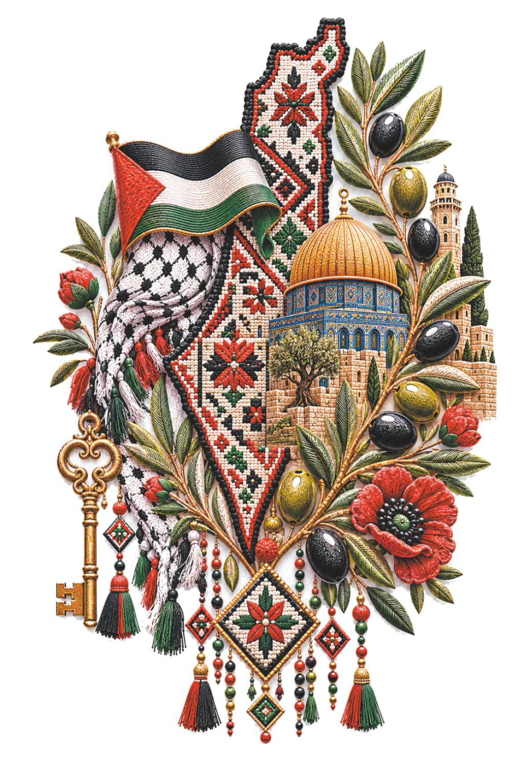ler totalmente Palestine Return Nakba Key Map Notebook: Lined Journal Traditional Embroidery