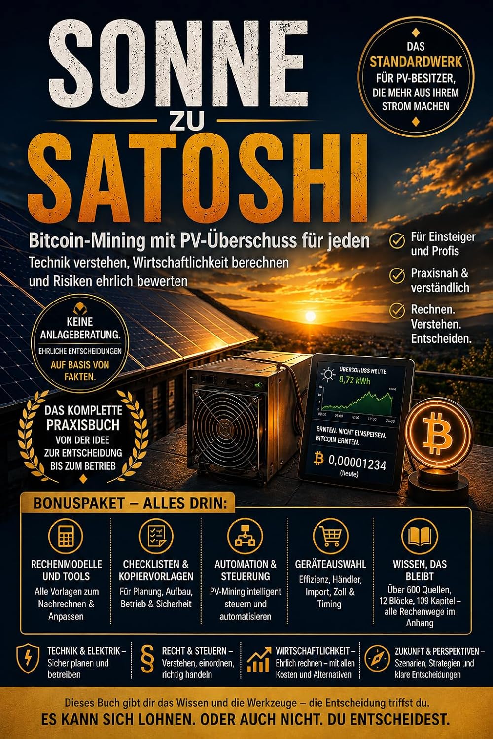 capítulo por capítulo baixar Sonne zu Satoshi: Bitcoin-Mining mit PV-Überschuss für jeden - Technik verstehen, Wirtschaftlichkeit berechnen und Risiken ehrlich bewerten (German Edition)