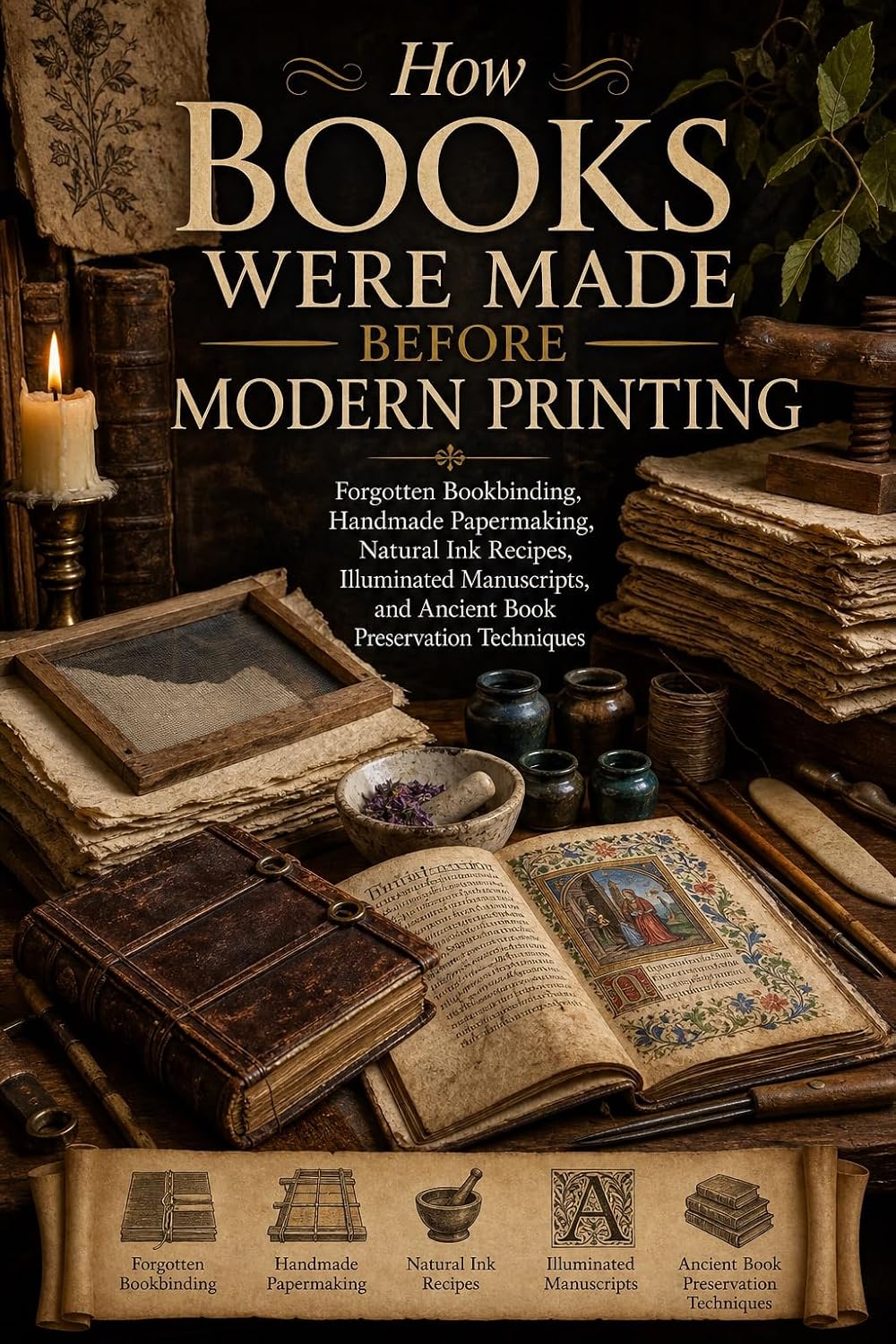 ler totalmente How Books Were Made Before Modern Printing: Forgotten Bookbinding, Handmade Papermaking, Natural Ink Recipes, Illuminated Manuscripts, and Ancient Book Preservation Techniques (English Edition)