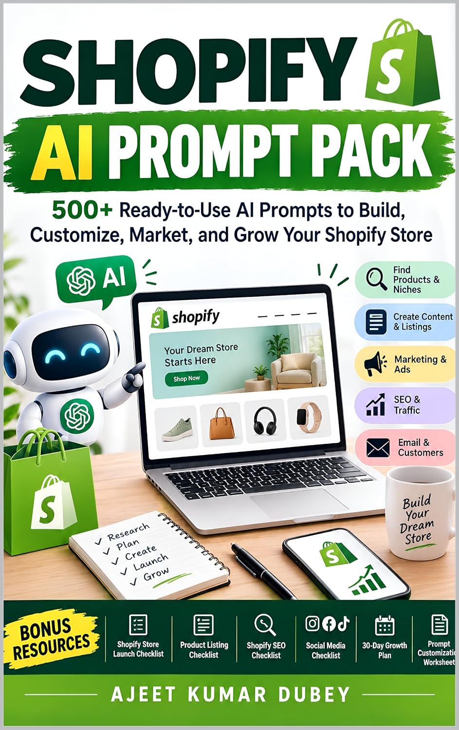 capítulo por capítulo baixar SHOPIFY AI PROMPT PACK: 500+ Ready-to-Use AI Prompts to Build, Customize, Market, and Grow Your Shopify Store (English Edition)