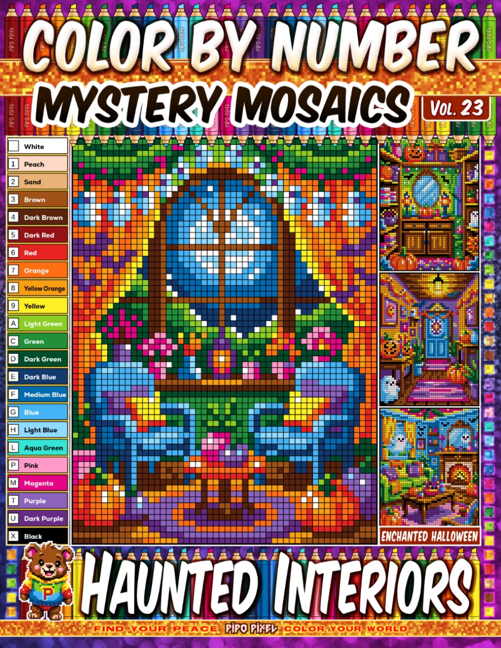 ler totalmente Color by Number - Haunted Interiors - Mystery Mosaic Coloring Book - Vol. 23: 20 Pixel Art Designs - Spooky Rooms And Cozy Halloween Decor (Premium Print: Mystery Mosaic)
