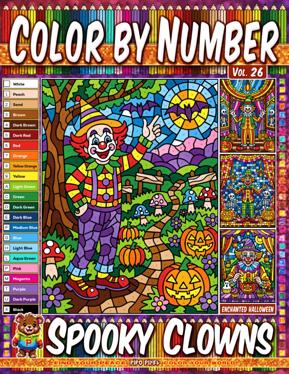 Color by Number Vol. 26 - Spooky Clowns: Enchanted Halloween Edition - 20 Pages in Diverse Art Styles - Colorful Clowns And Playful Halloween Circus Fun (Premium Print: Diverse Art Styles) baixar o livro de graça