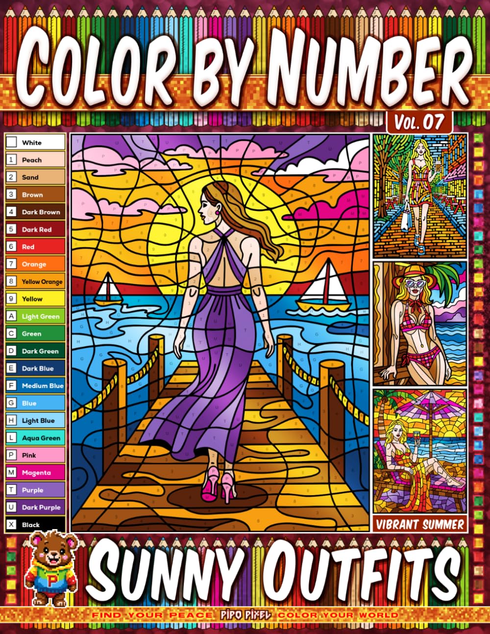 capítulo por capítulo baixar Color by Number Vol. 07 - Sunny Outfits: Vibrant Summer Edition - 20 Pages in Diverse Art Styles - Beautiful Bright Day Clothes For Stress Relief (Premium Print: Diverse Art Styles)