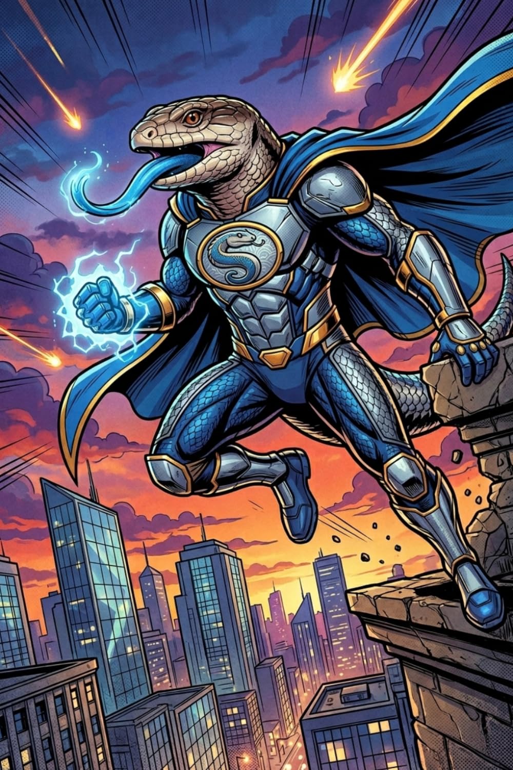 Super Blue Tongue Skink Journal – Superhero Lizard Notebook (Comic Cover): Part of the Lizard Collection – For Kids, Teens & Adults – Unlined Pages baixar livro de graça