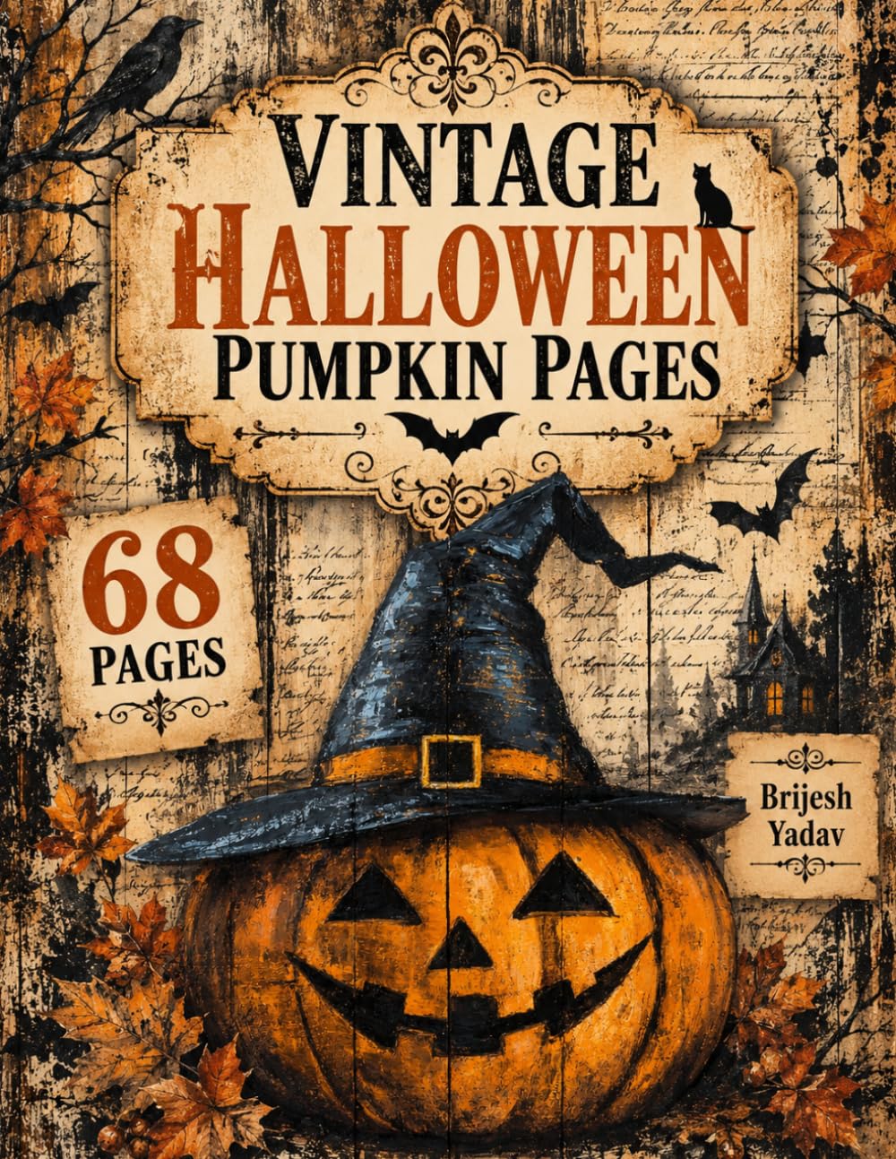 Vintage Halloween Pumpkin Pages: Witches, Bats, Moonlit Scenes, and Spooky Orange-and-Black Art for Junk Journals, Scrapbooking, Collage, and Card Making baixar o livro de graça