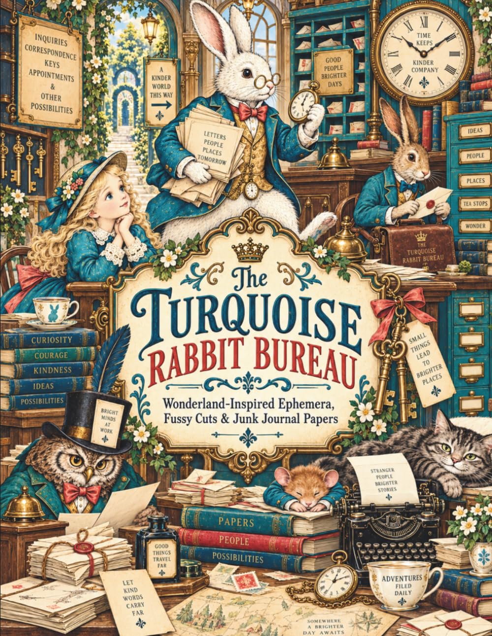 The Turquoise Rabbit Bureau -: Wonderland-Inspired Ephemera, Fussy Cuts & Junk Journal Papers baixar o livro de graça