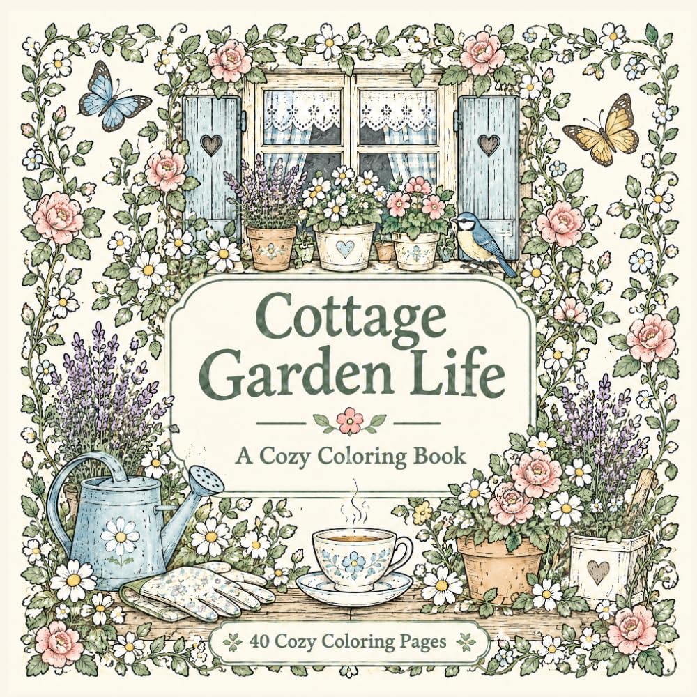 Cottage Garden Life Coloring Book: A Cozy Cottagecore Coloring Book with 40 Relaxing Garden Scenes for Adults baixar o livro de graça