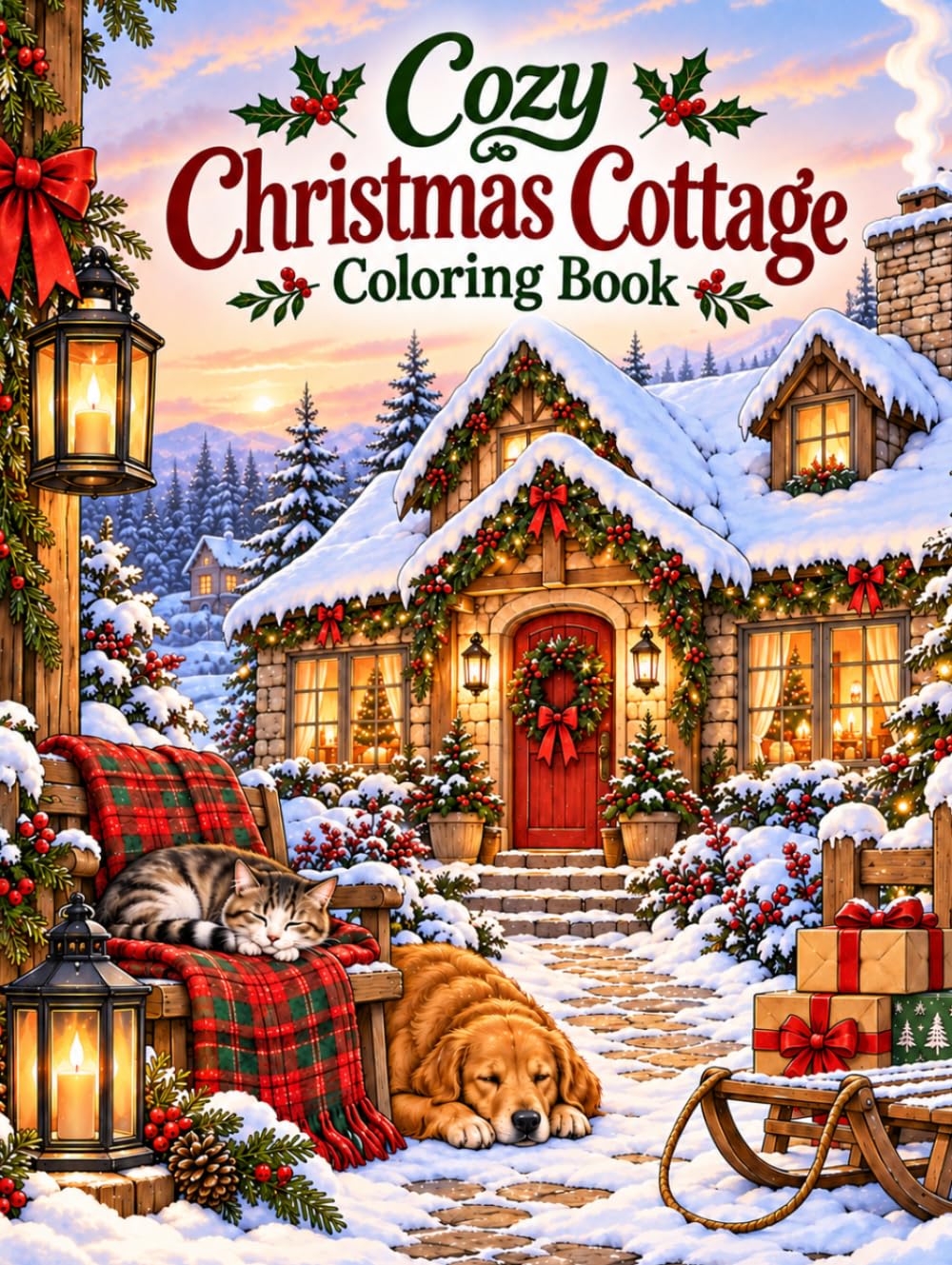 Cozy Christmas Cottage Coloring Book: 50 Charming Holiday, Winter & Festive Country Home Scenes for Teens and Adults baixar livro de graça