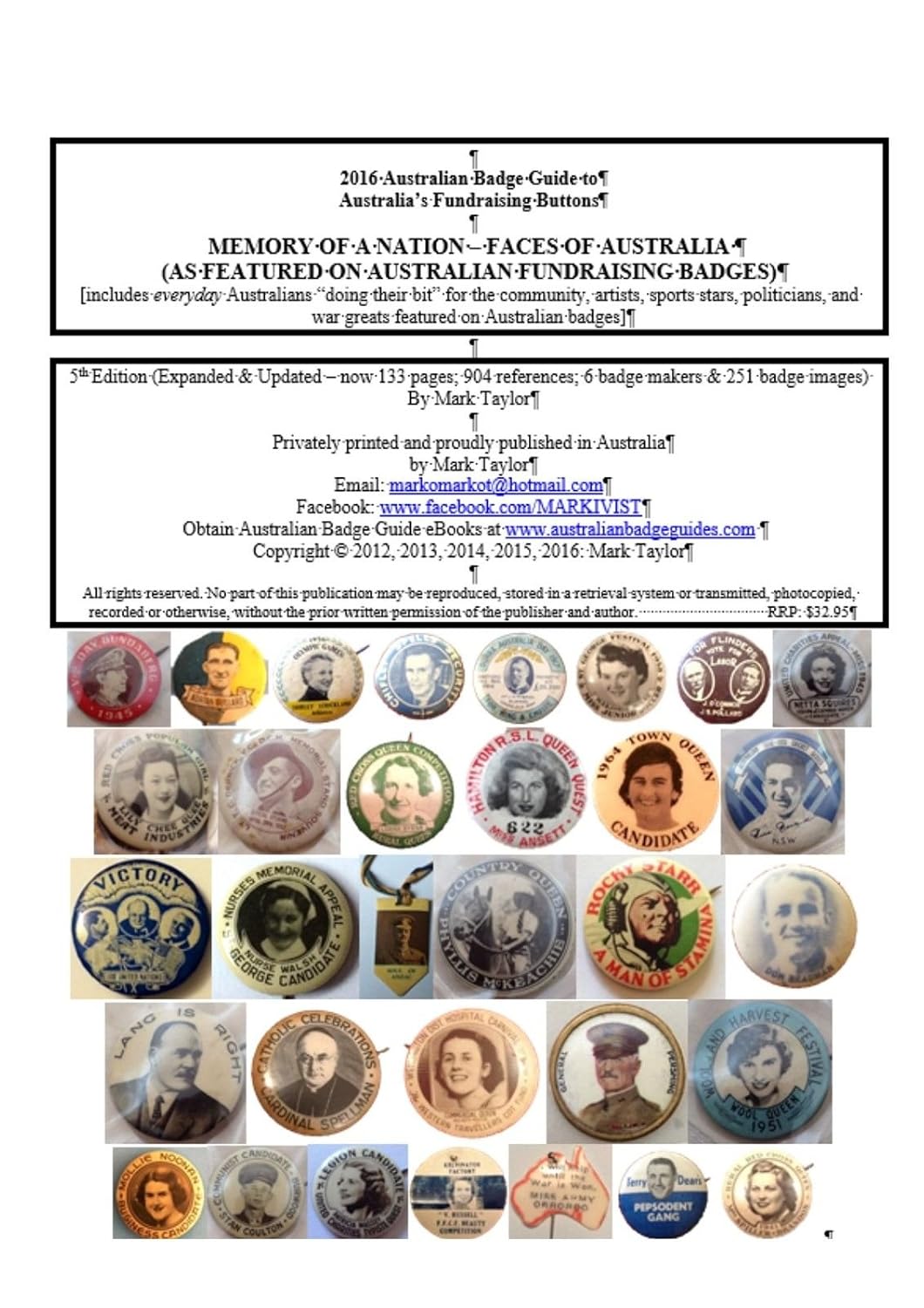 2016 Australian Badge Guide to Australia's Fundraising Buttons: Memory of a Nation Faces of Australia: as featured on Australian fundraising badges (English Edition) baixar livro de graça