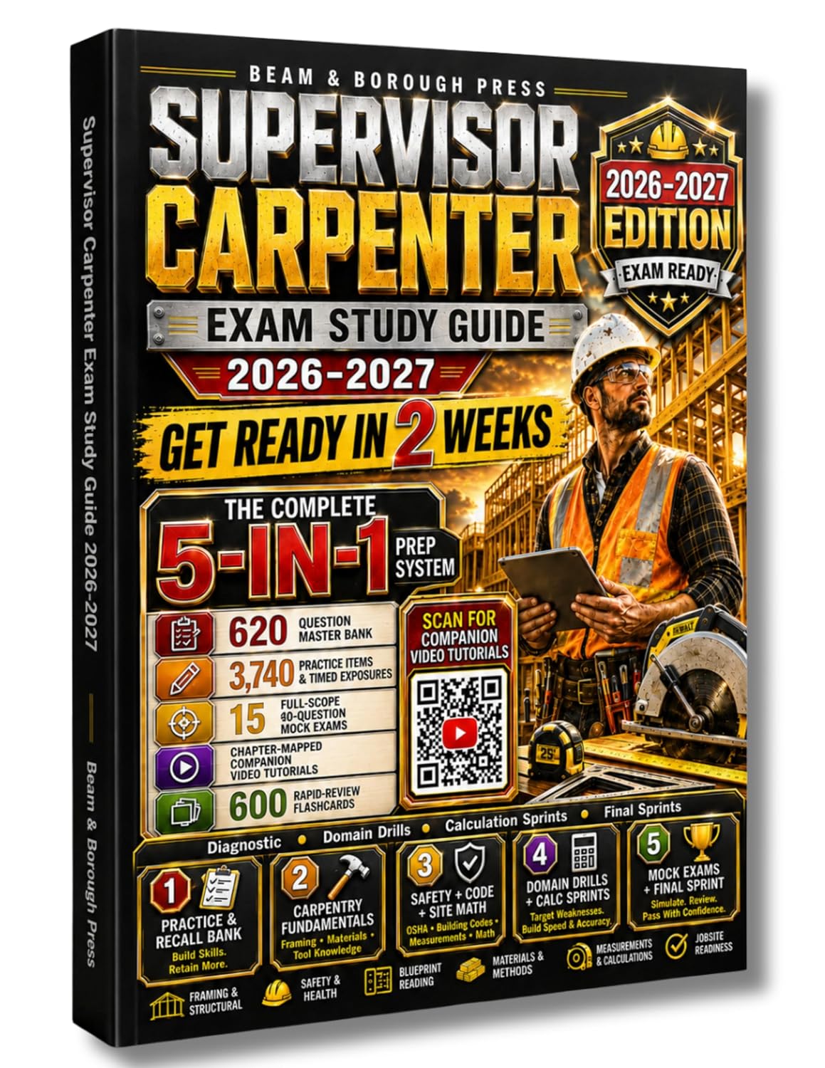 capítulo por capítulo baixar Supervisor Carpenter Exam Study Guide 2026-2027: Get Ready in 2 Weeks | 5-in-1 NYC DCAS Prep: 3,740 Practice Items, 15 Full-Scope Mocks, 600 Flashcards & 20 Video Tutorials (English Edition)
