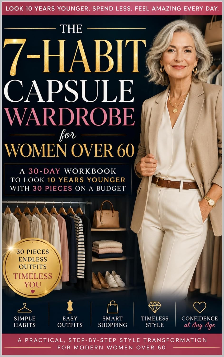 ler totalmente The 7-Habit Capsule Wardrobe for Women Over 60: A 30-Day Workbook to Look 10 Years Younger with 30 Pieces on a Budget (The Effortless Style Series 2) (English Edition)