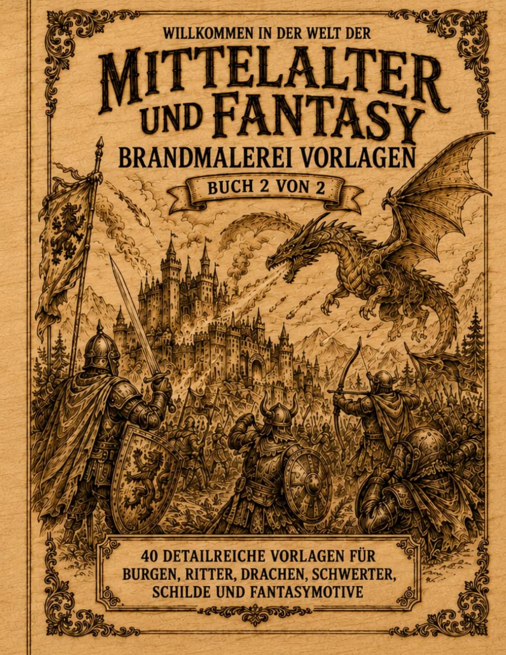 Mittelalter und Fantasy, Brandmalerei Vorlagen: Vorlagebuch 2 von 2 Mittelalterliche Motive zum Abpausen, Übertragen und Brandmalen auf Holz... Römer, Gladiatoren und epische Fantasy-Szenen baixar o livro de graça