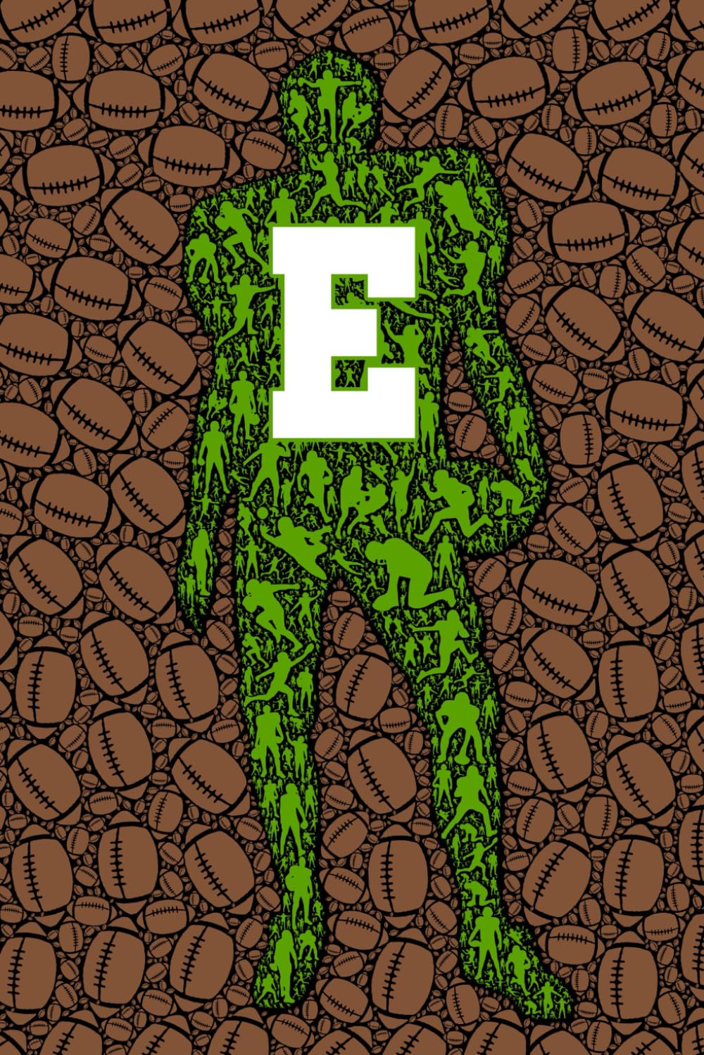 E: Letter "E" Initial American Football Player and Sports Ball Personalized Name Monogram Notebook - College-Ruled Personal Journal, Writing Pad, or Diary for Football Fans - 110 Pages, 6x9